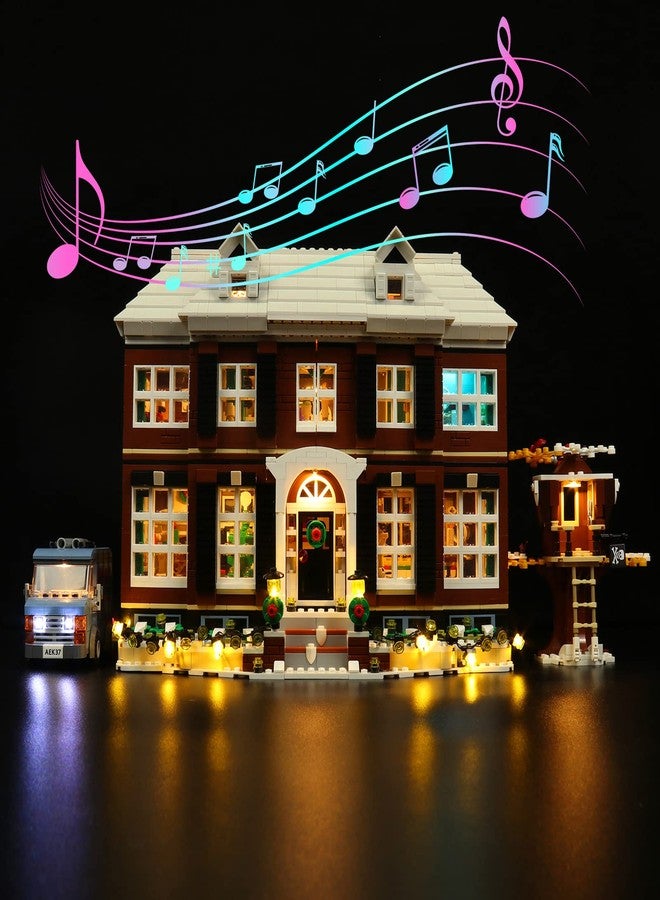إضاءة LED من BrickBling متوافقة مع مجموعة بناء Lego Home Alone 21330، إصدار صوتي متوافق مع Lego 21330، تشغيل الموسيقى (النموذج غير متضمن) - Image 1